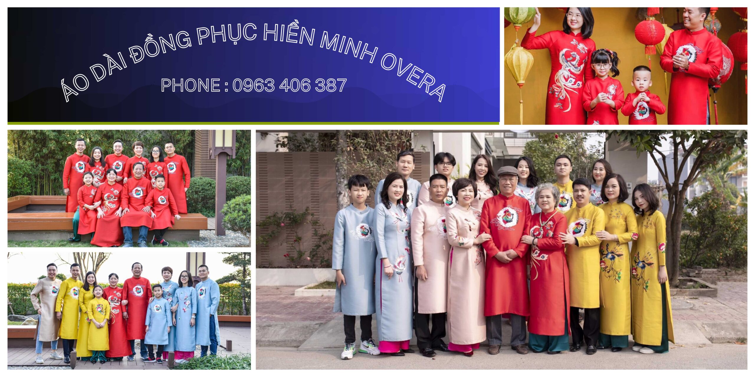 áo dài đồng phục gia đình Overa hiền Minh