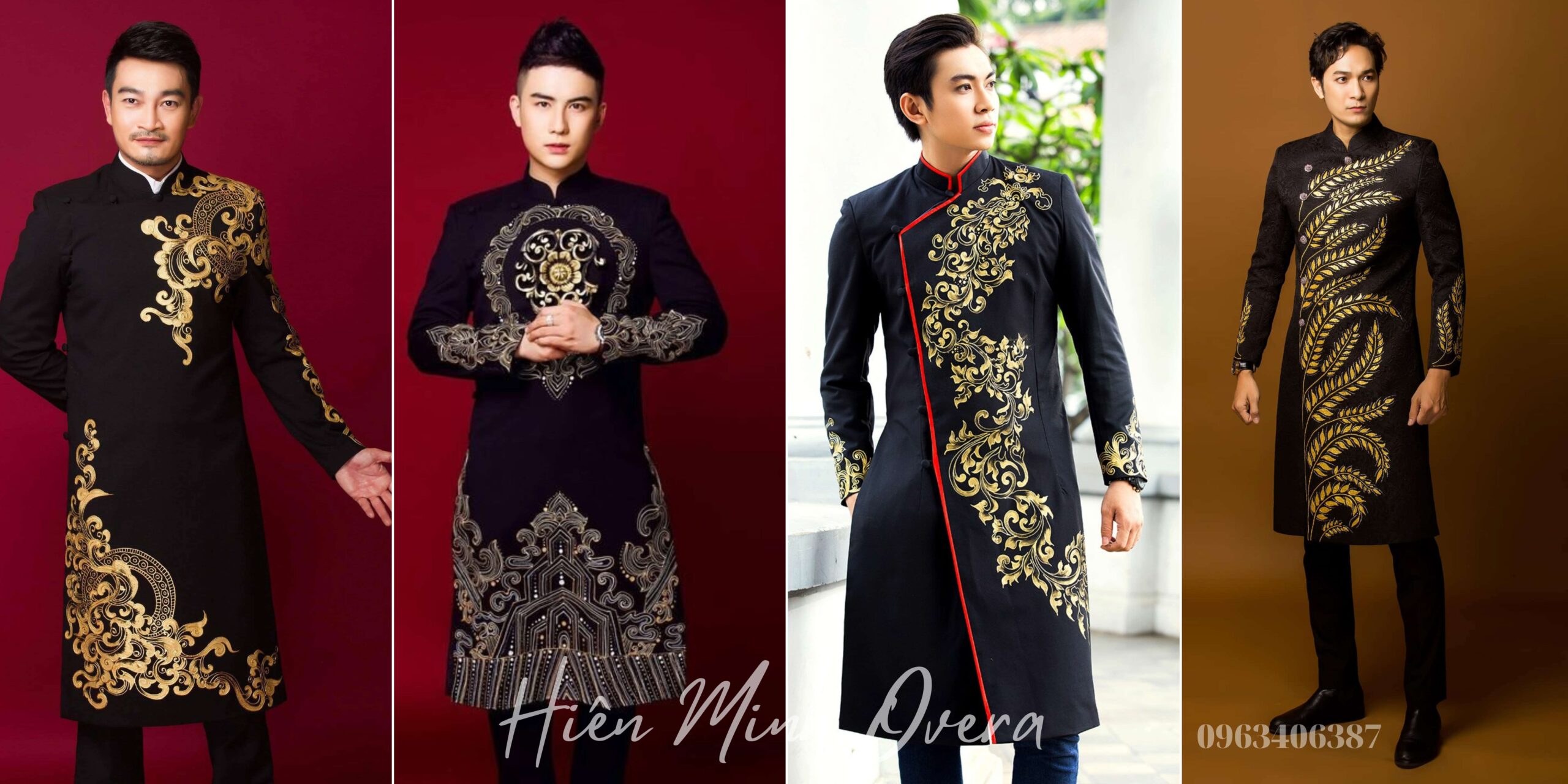 áo dài cách tân nam màu đen 