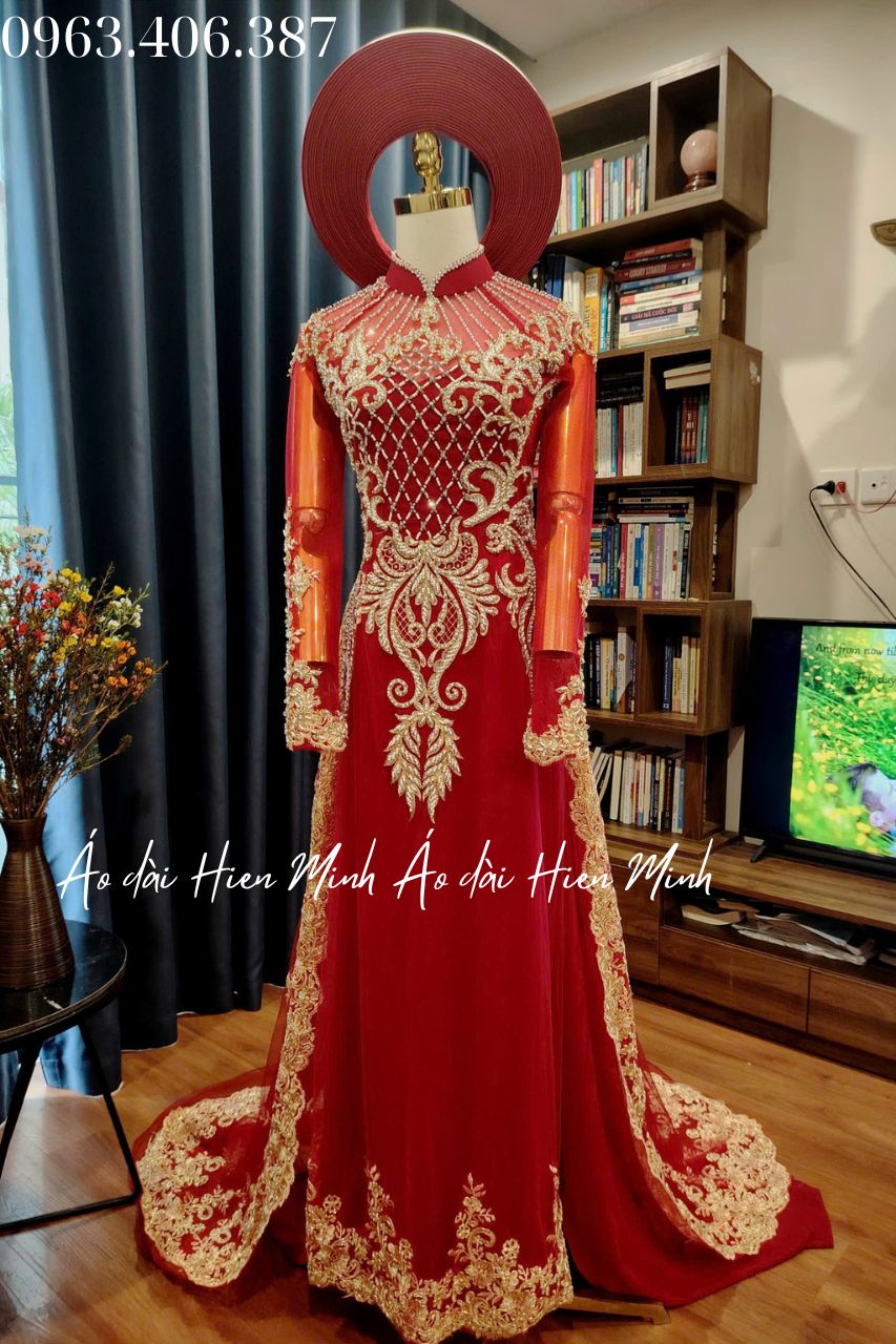 Áo dài cưới màu đỏ cao cấp dành cho cô dâu