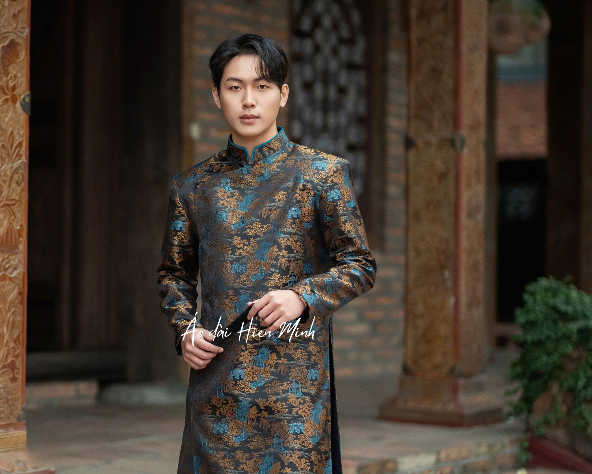 Áo dài cách tân nam vải gấm cao cấp mới nhất