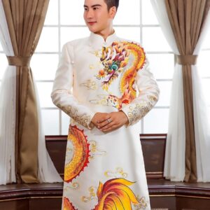 Áo dài cách tân nam cao cấp - hoạ tiết rồng vẽ tay