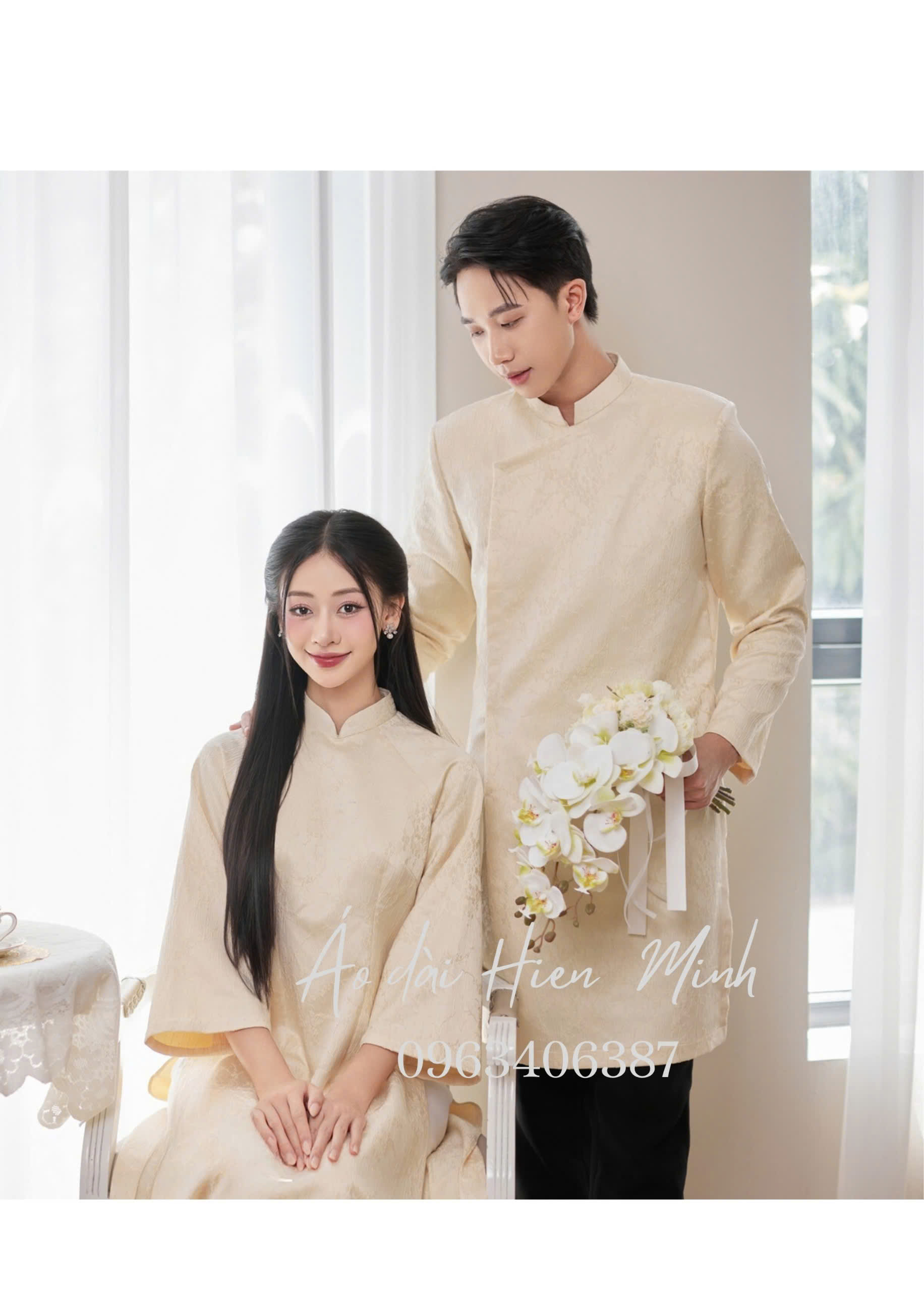 Áo dài đôi chất liệu vải gấm cao cấp