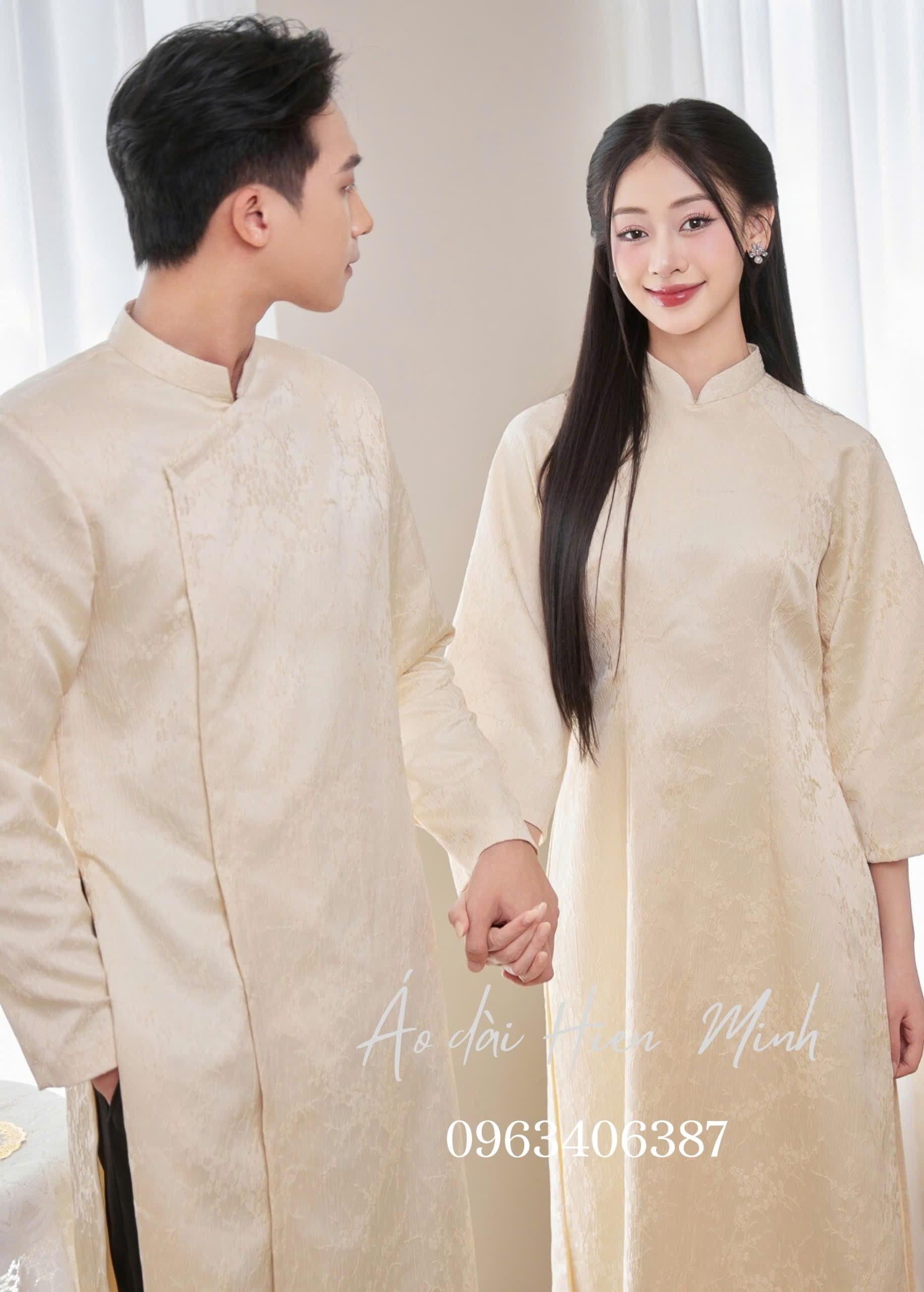 Áo dài đôi chất liệu vải gấm cao cấp