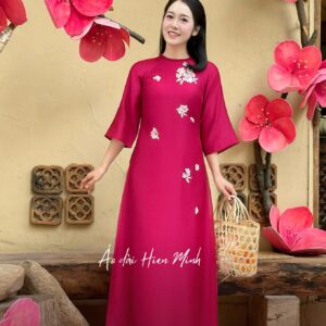 Áo dài cách tân nữ dáng suông hoạ tiết thêu cao cấp