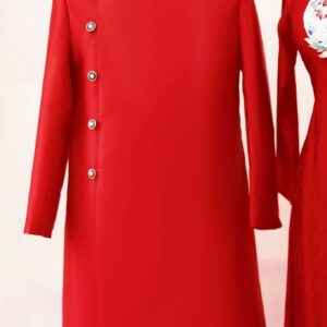 Áo dài nam màu đỏ trơn cao cấp