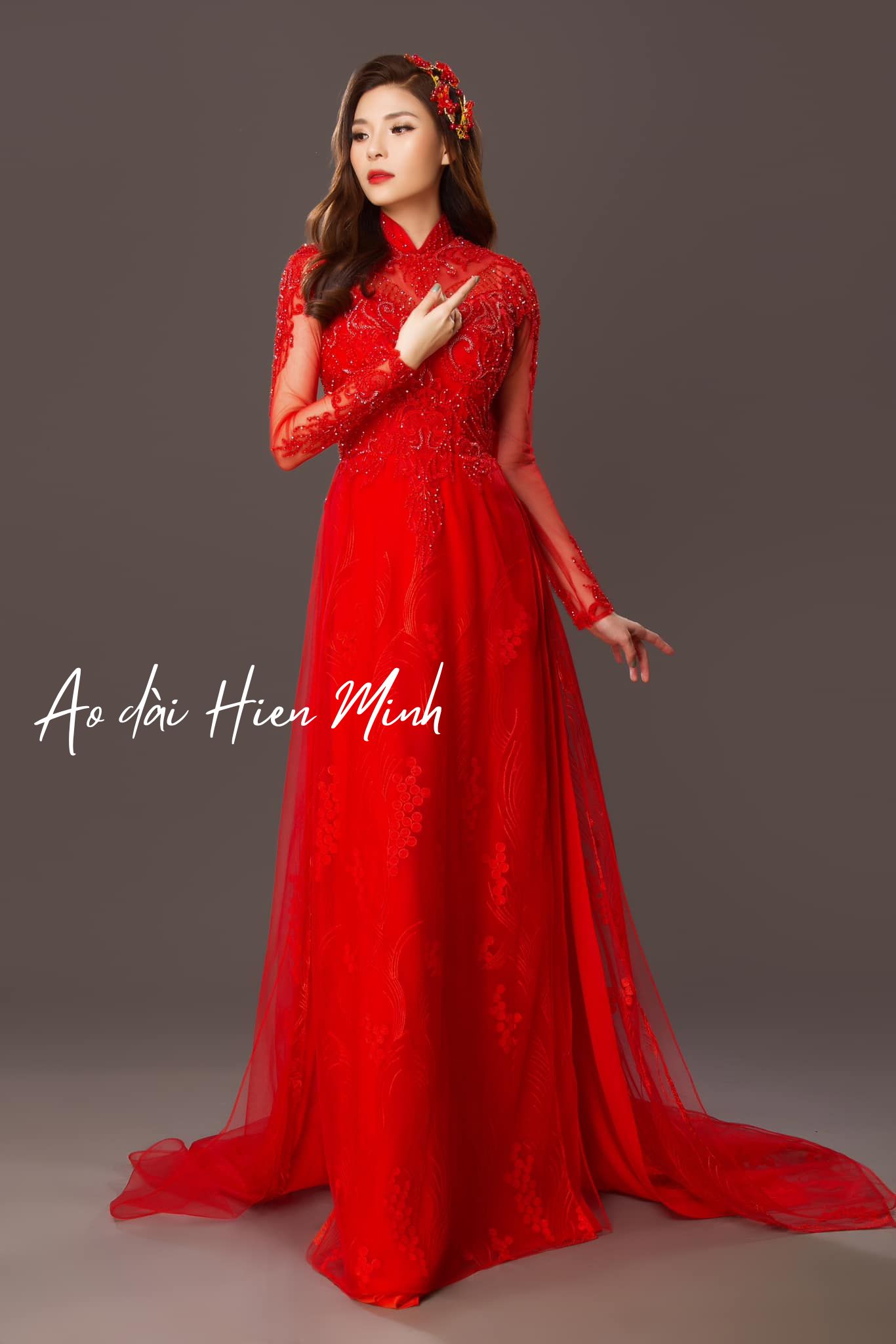 Áo Dài Cưới Đỏ  Cô Dâu Đính Đá Cao Cấp