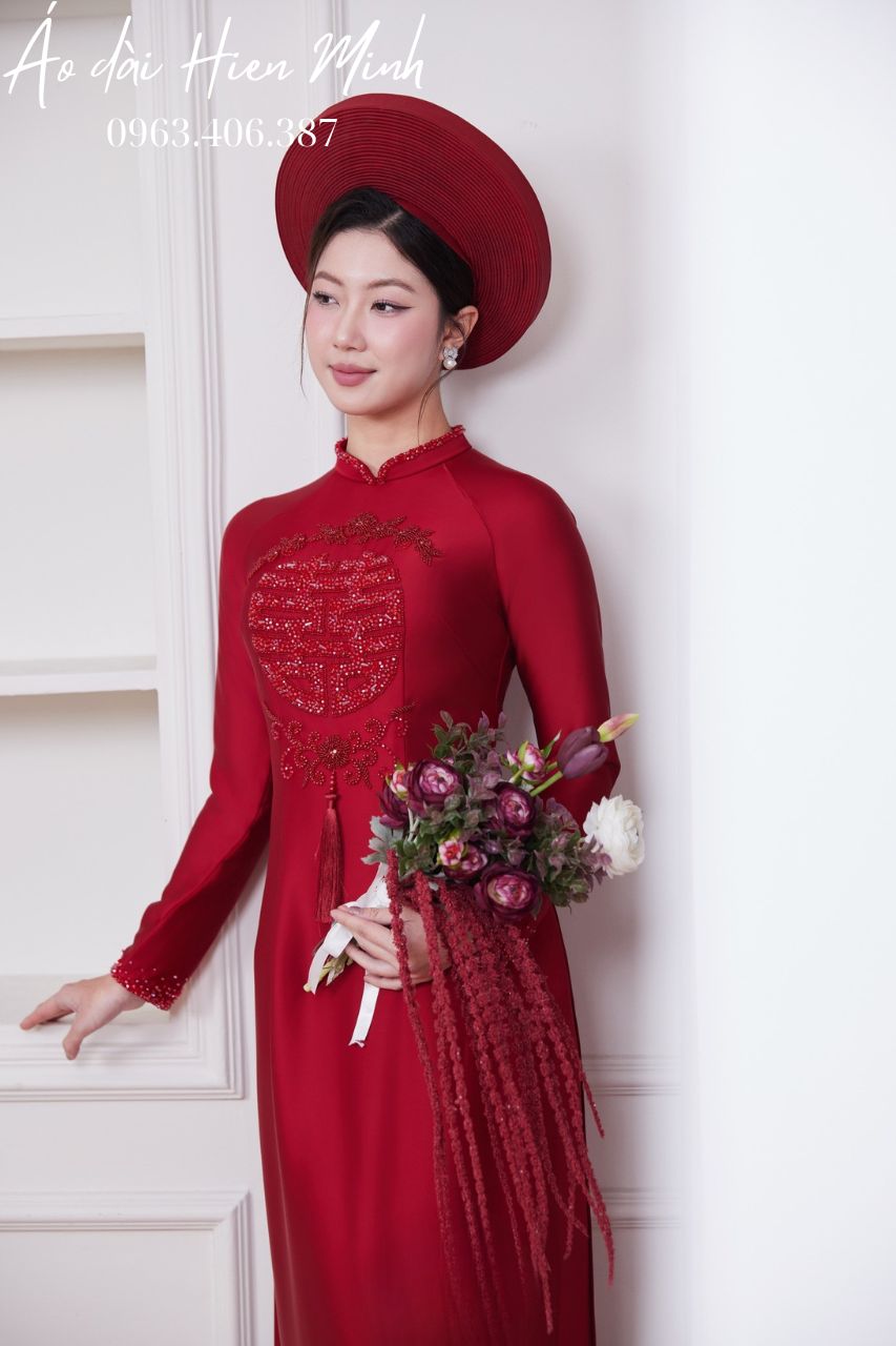 Áo dài cưới cô dâu màu đỏ mới nhất