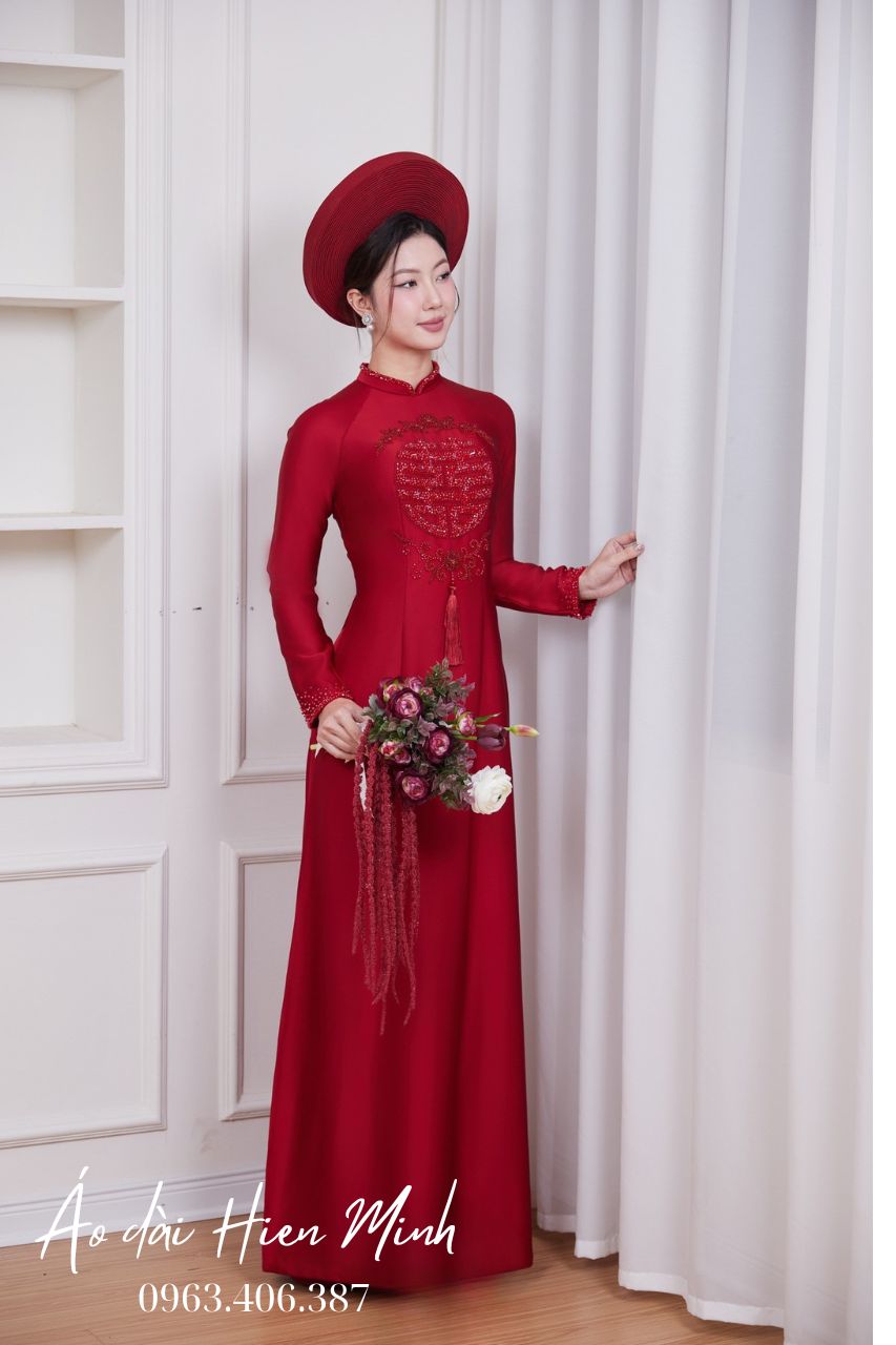 Áo dài cưới cô dâu màu đỏ mới nhất