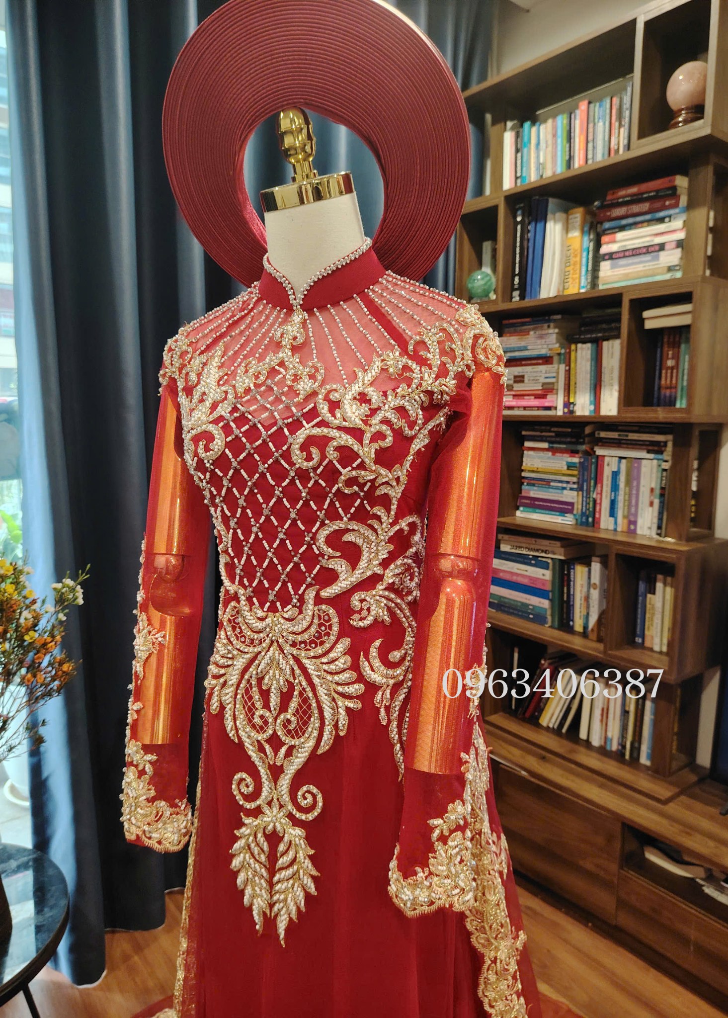 Áo dài cưới màu đỏ cao cấp dành cho cô dâu