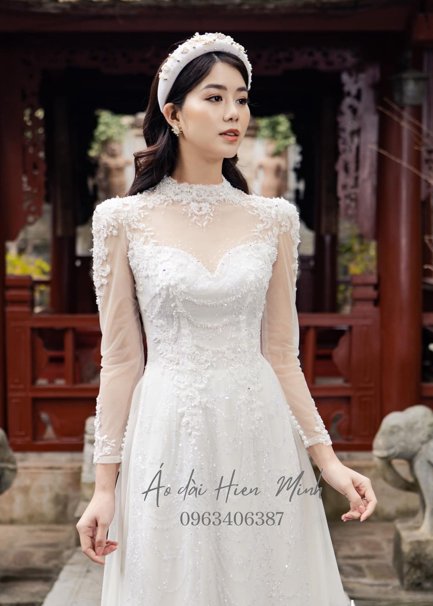Áo dài màu trắng cô dâu nhẹ nhàng, sang trọng đẹp nhất 2025