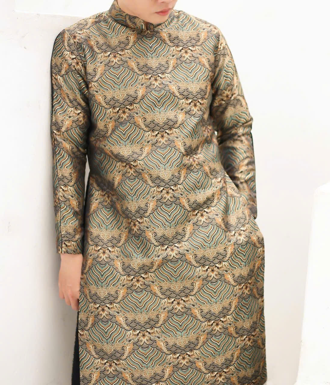 Áo dài cách tân nam vải gấm cao cấp HMN 03