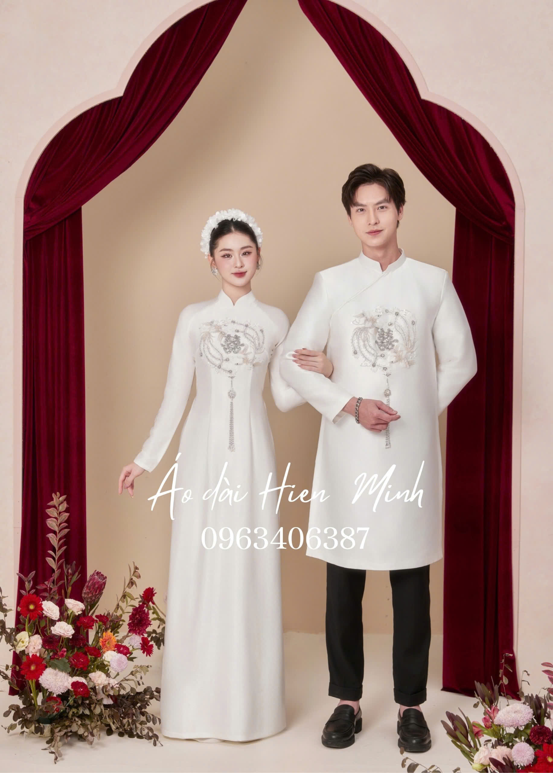 Áo dài đôi màu trắng đẹp nhất