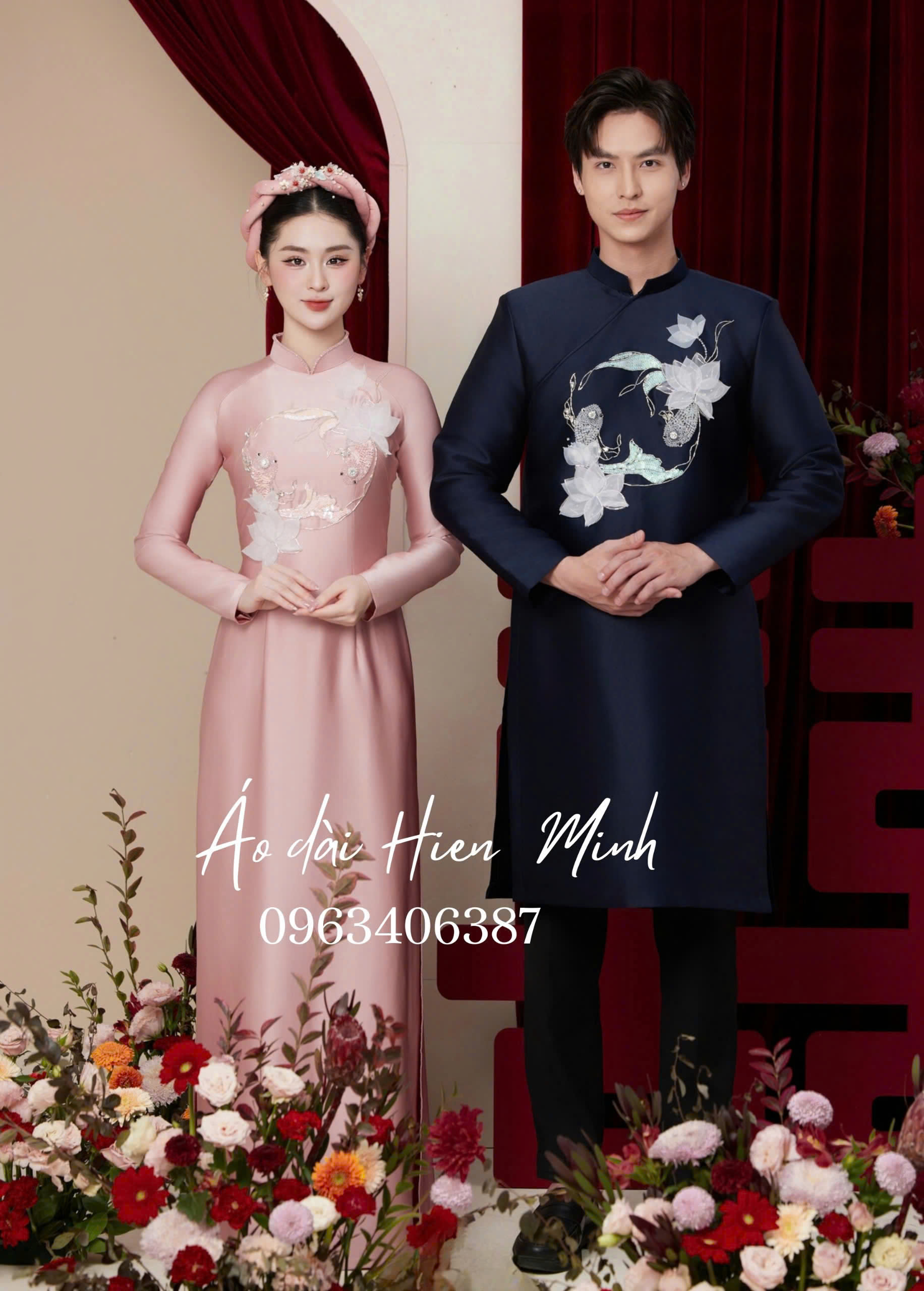 Áo dài cưới đôi hoạ tiết thêu đẹp nhất 2025