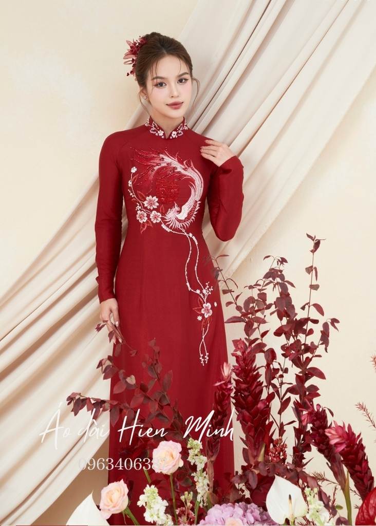 Áo dài cưới truyền thống màu đỏ dành cho cô dâu sang trọng