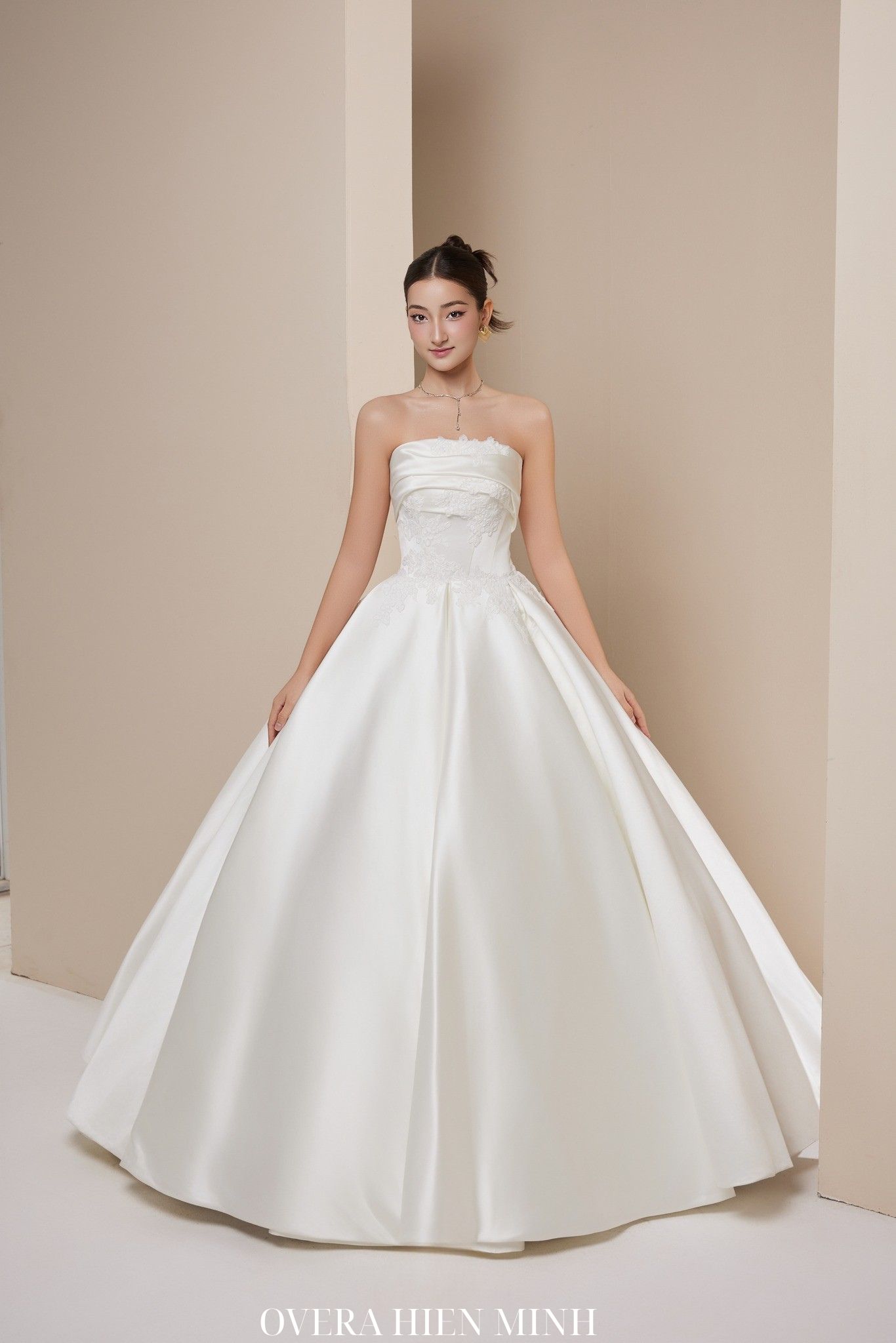 Váy Cưới Cúp Ngực Satin Dáng Xòe – Thanh Lịch & Đẳng Cấp Cho Nàng Dâu Hiện Đại