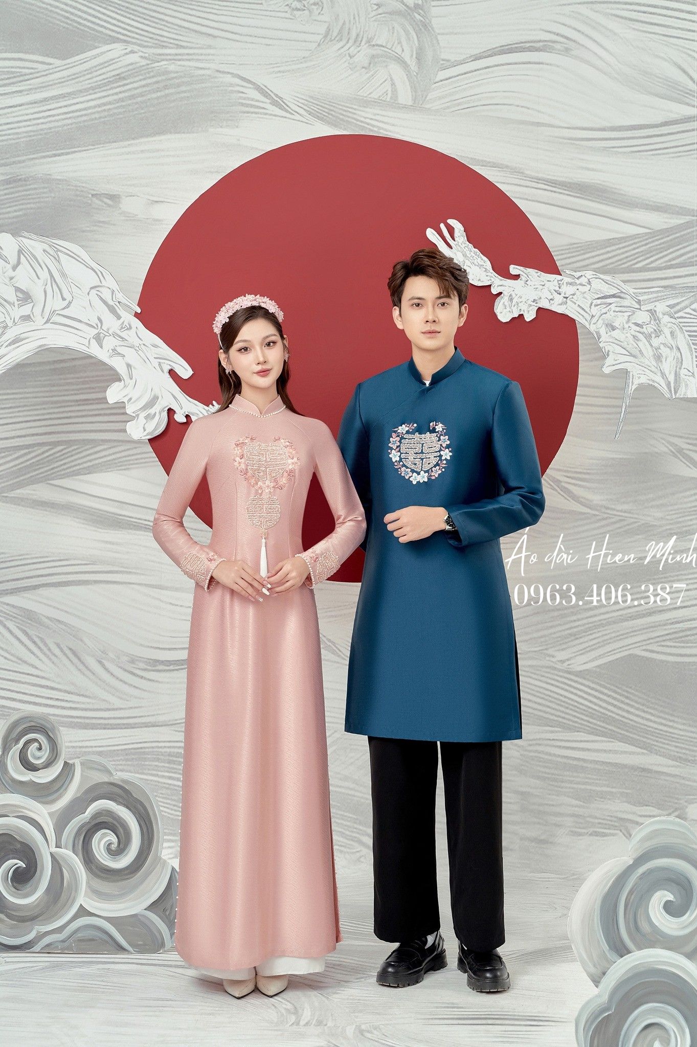 Áo dài đôi dành cho cô dâu chú rể sang trọng