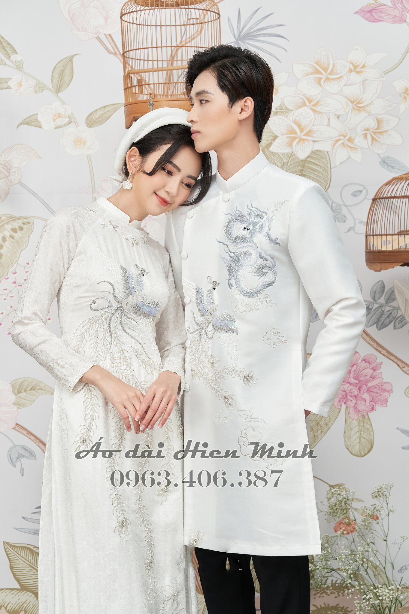 Áo dài cưới đôi hoạ tiết Long Phụng cao cấp dành cho cô dâu chú rể