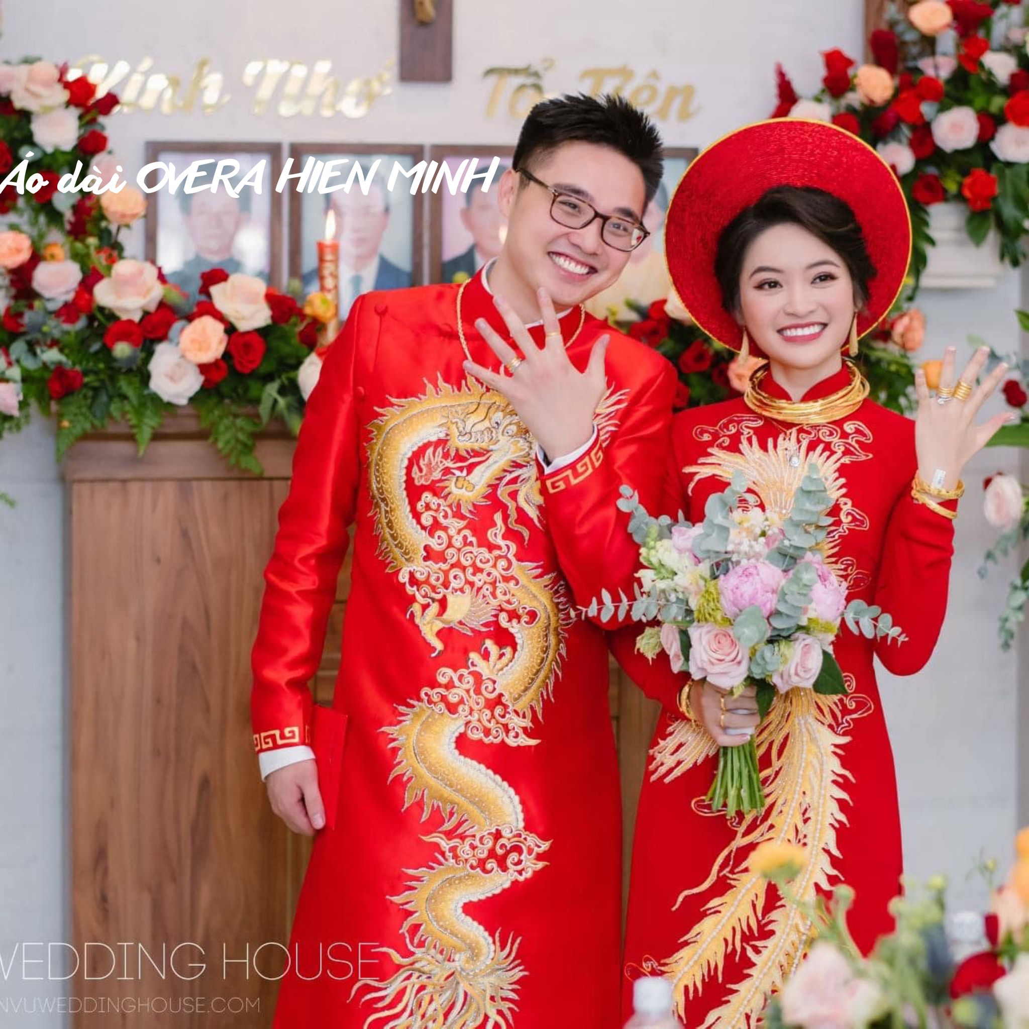 Áo dài cưới đôi hoạ tiết Long Phụng cao cấp