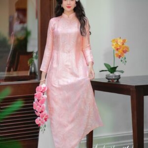 Áo dài nữ màu hồng nhẹ nhàng thanh lịch