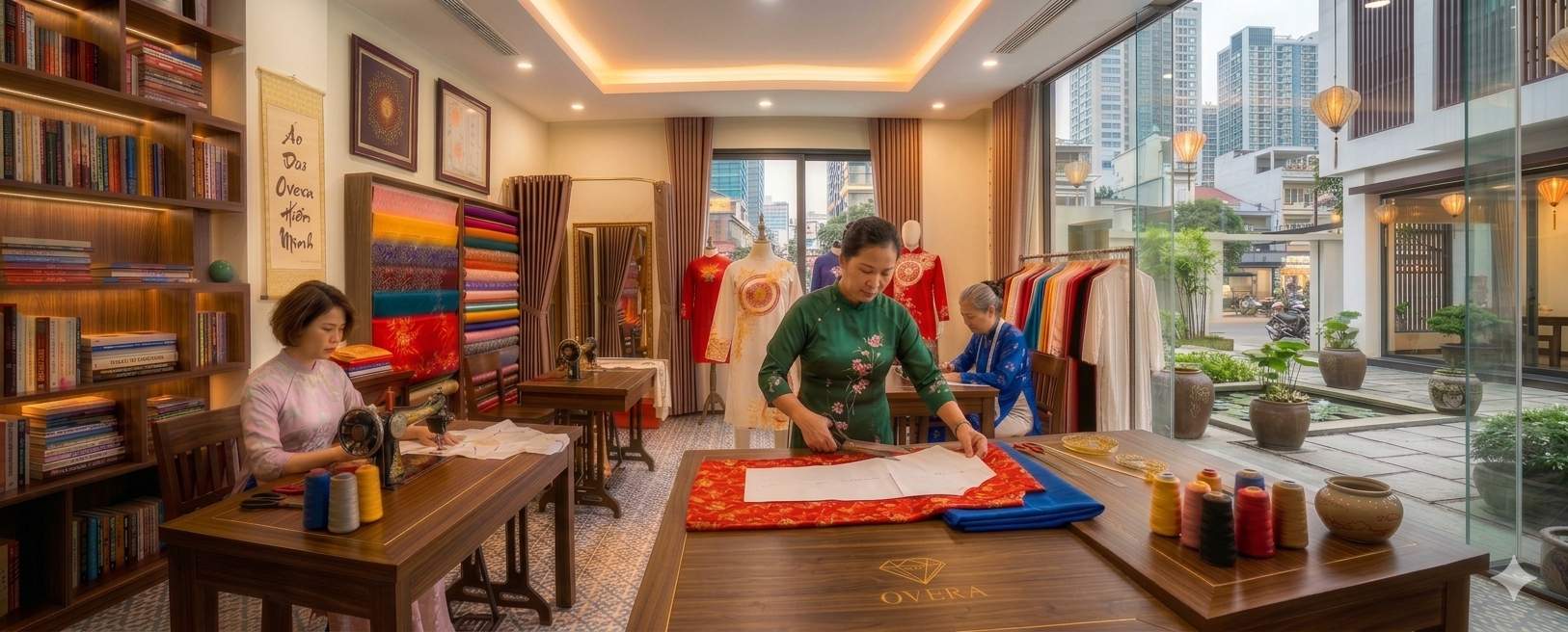 Cắt may áo dài Overa hiền Minh Bridal