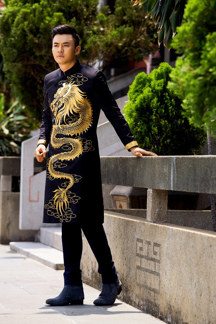 áo dài nam doanh nhân màu đen