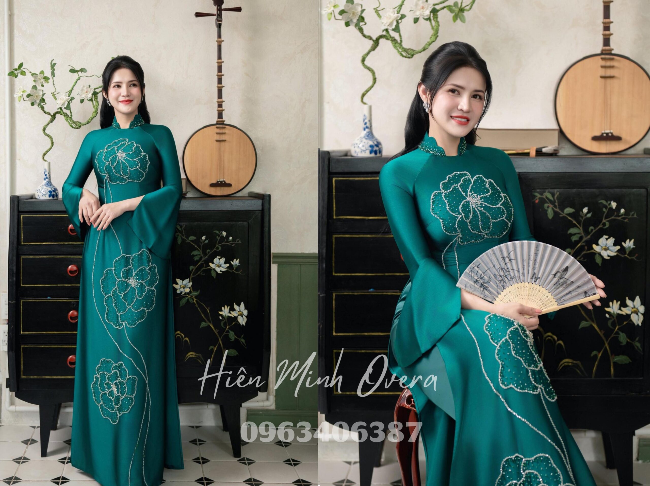 Áo Dài Trung Niên Màu Xanh Cao Cấp - Sang Trọng 6 ao dai sui gia 20266 scaled